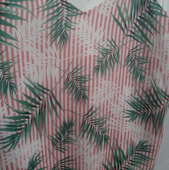 Pink Striped Palm Fronds Tank Top - Picture 2 of 5